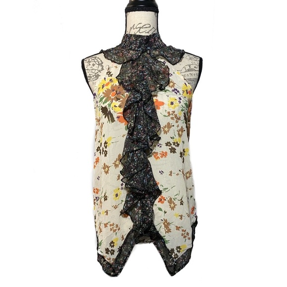 Rampage Tops - RAMPAGE Ruffle Halter Floral Top Size Large 100% Polyester